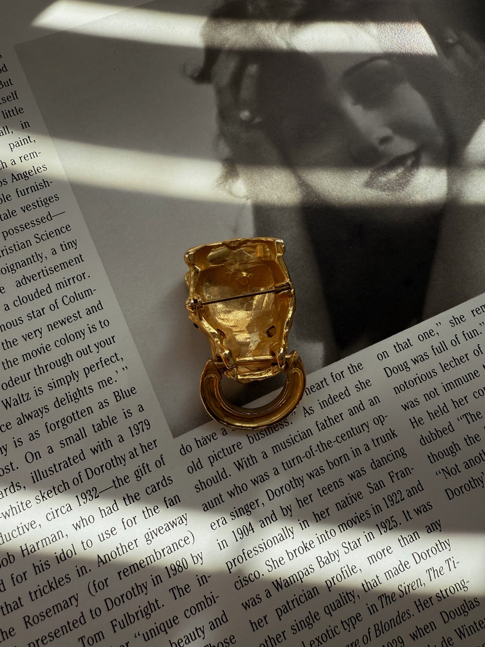 Gold Tone Black Jaguar Brooch|Vintage Baazaar 