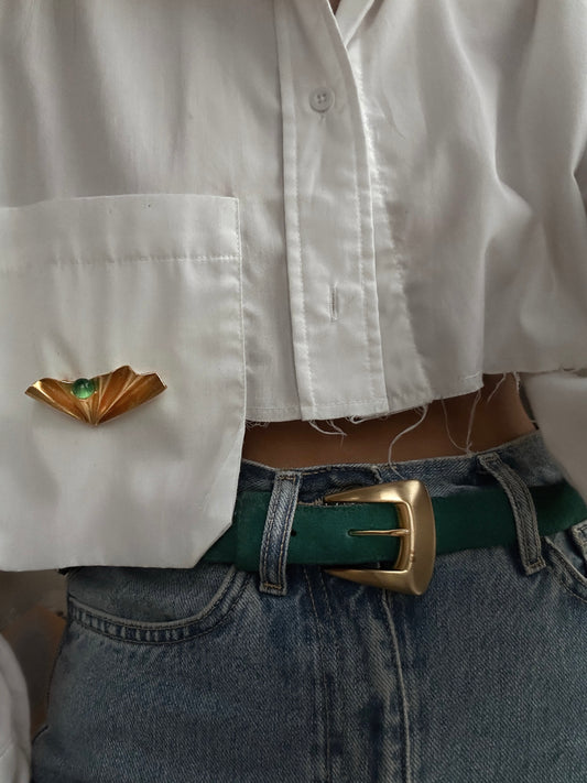Verdant Fan Brooch|Vintage Baazaar 