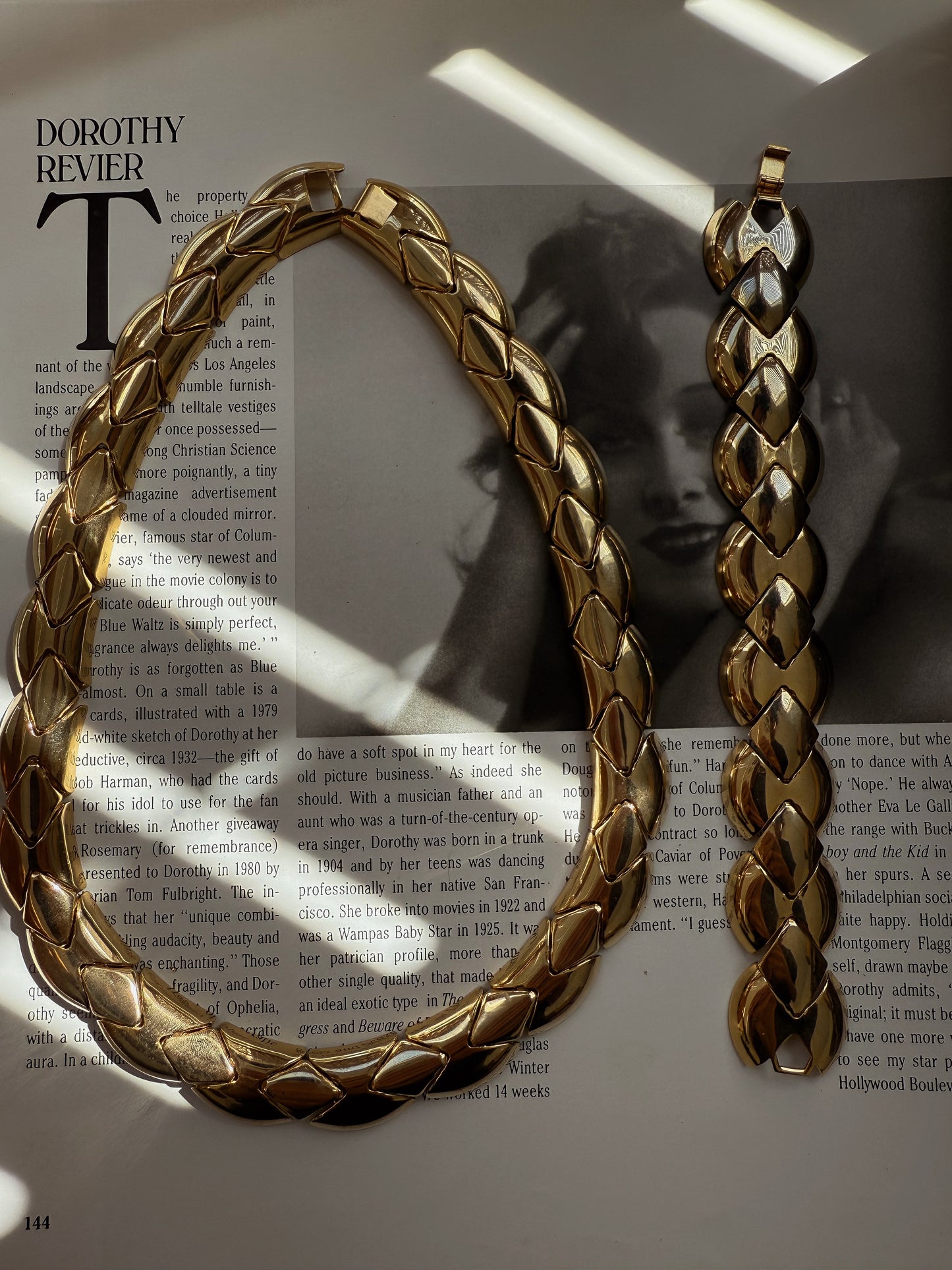 Gold Tone Segmented Snake set Necklace & Bracelet|Vintage Baazaar 