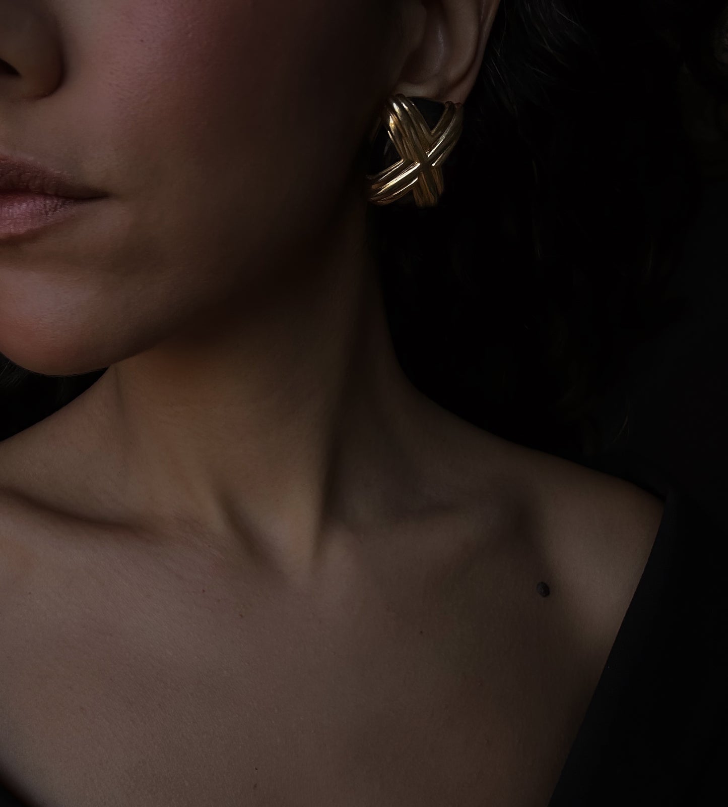 St. John Gold & Black Cross Earrings|Vintage Baazaar 
