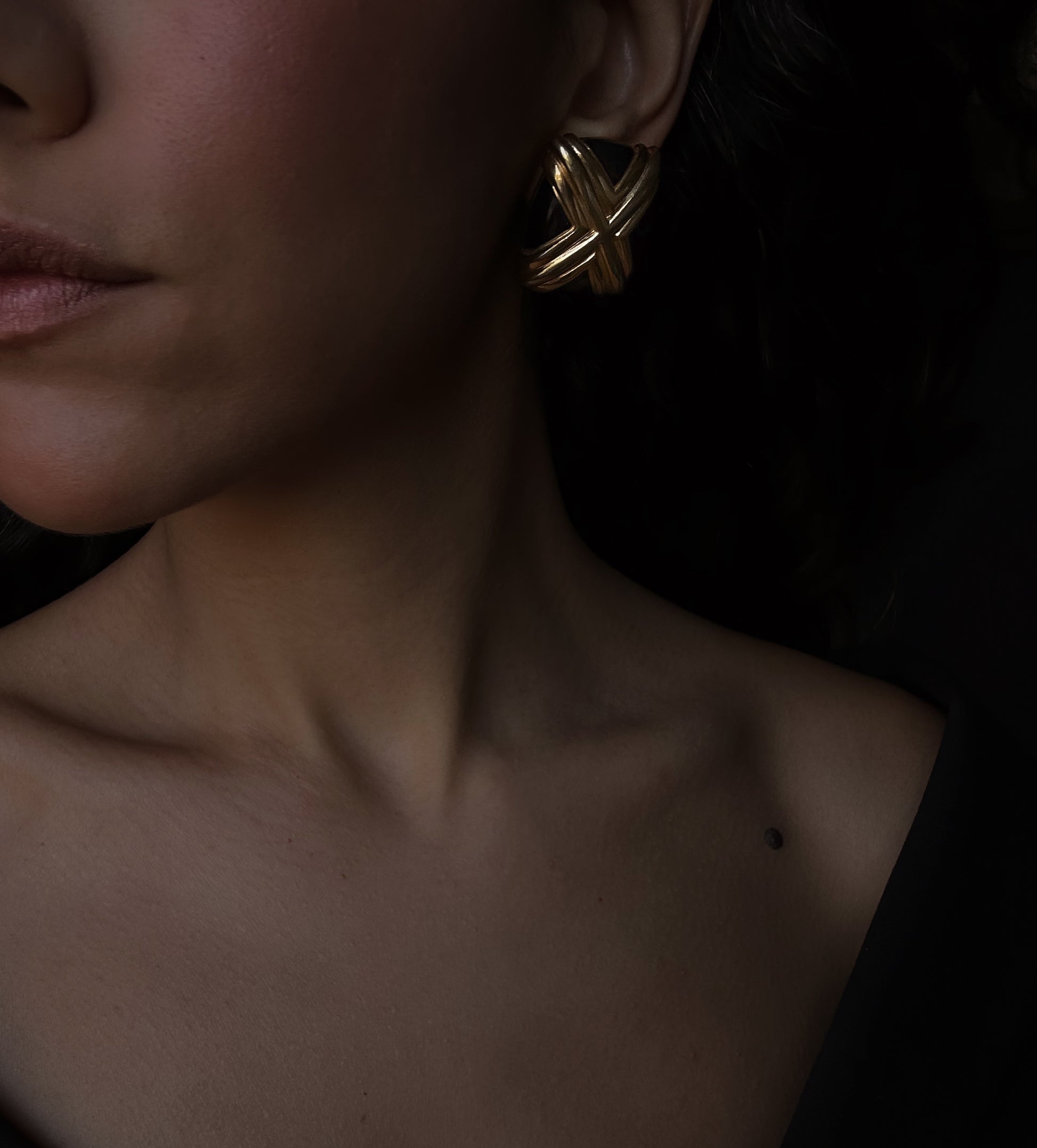 St. John Gold & Black Cross Earrings|Vintage Baazaar 