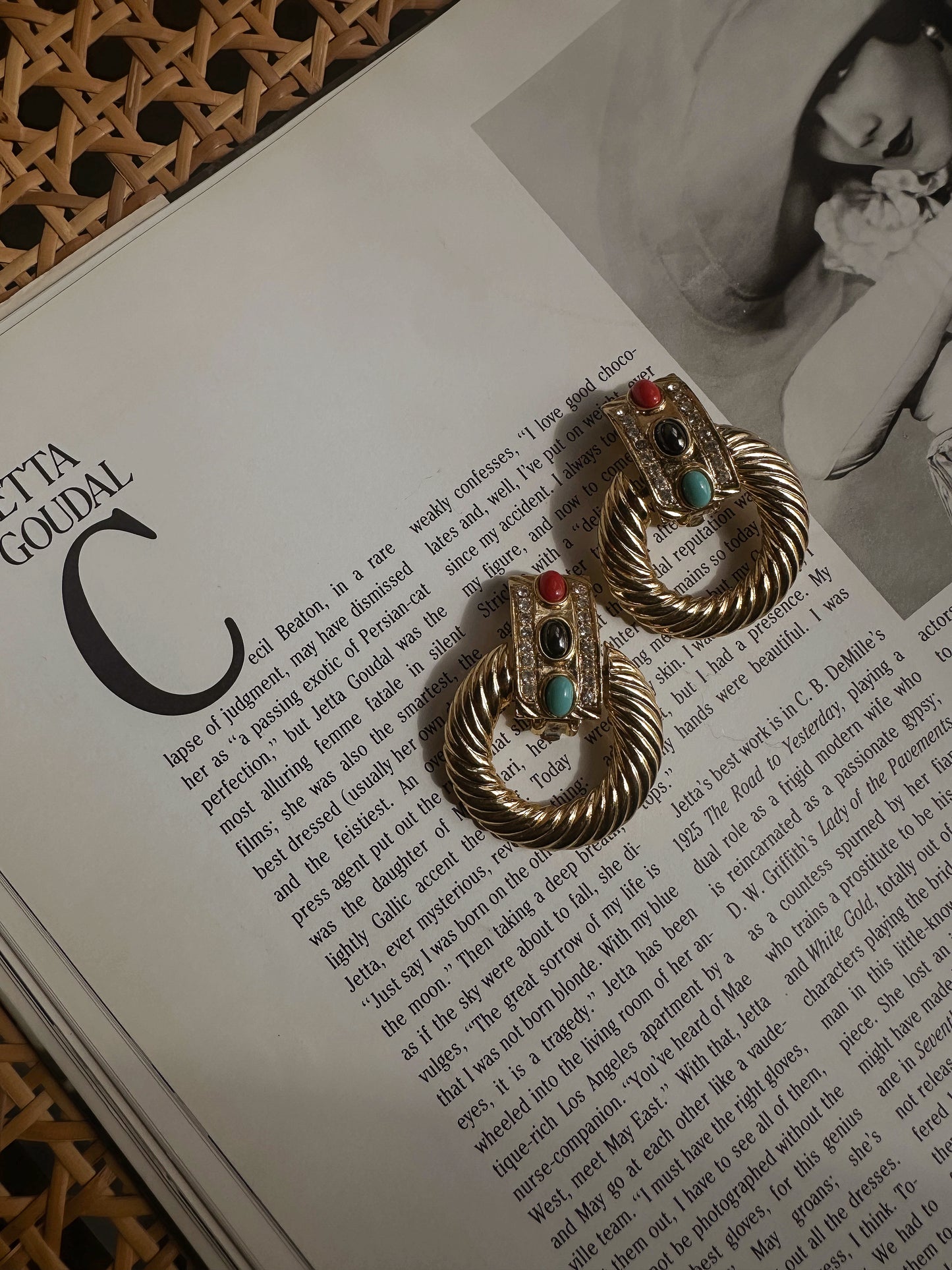 Turquoise & Coral Twisted Hoop Earrings|Vintage Baazaar 